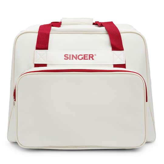SINGER&#xAE; Cream &#x26; Red Sewing Machine Carry Case